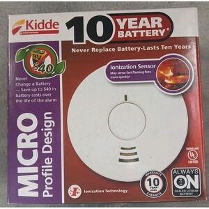 Kidde Smoke Detector 10 Year Battery i1040 Micro Profile Ionization Aalrm Sensor